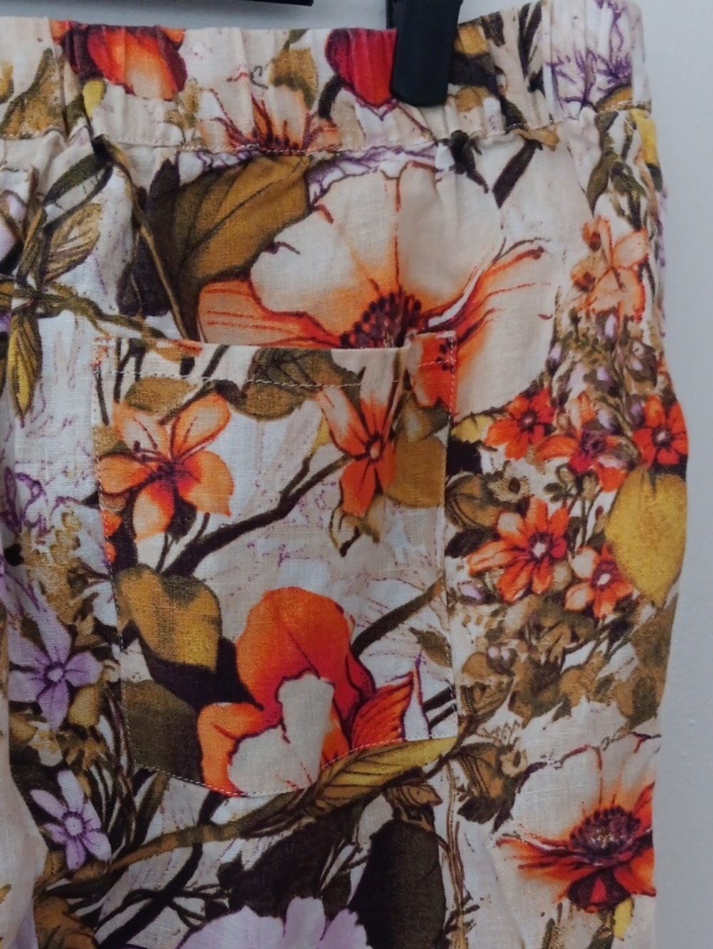 Chico's Floral Straight-Leg Pants in Cream with Orange & Purple Accents - Picture 5 of 10